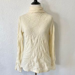 Yoshi Yoshi by PJ Cream Long Sleeve Turtleneck Shirt Wool Blend